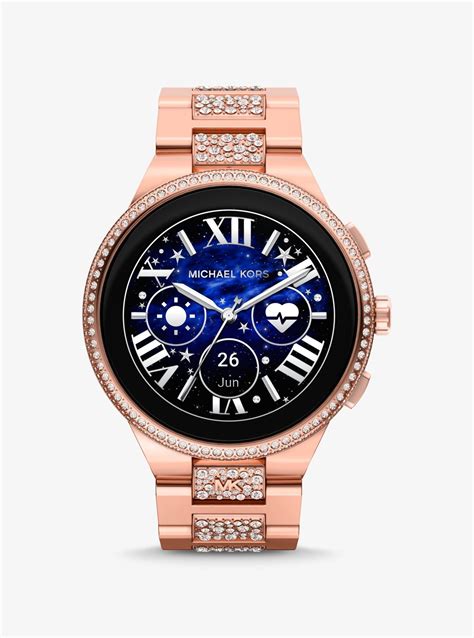 oversized camille pavé rose gold-tone watch|camille pave rose gold watch.